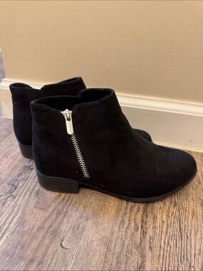 Sonoma Black Suede-Look Zipper Ankle Booties
